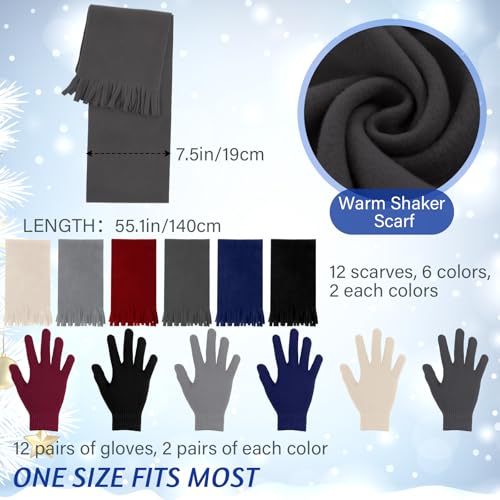 Suhine 72 Pcs Homeless Care Package Supplies Bulk Winter Emergency Blanket Glove Beanies Scarves Sock Drawstring Bag Unisex(Lively Color) - Thumbnail 3