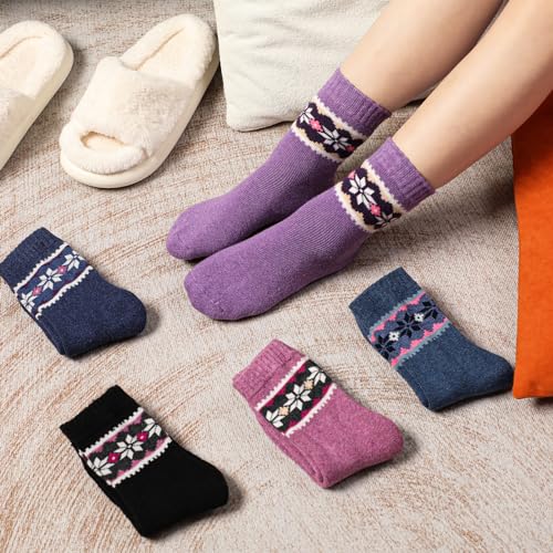 Image of Pleneal Wool Socks for Women - Womens Wool Socks Winter Warm Cozy Knit Sock for Women Men