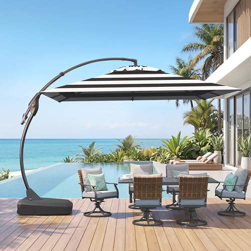 Image of Grand patio 10x10 FT Cantilever Square Umbrella with Base, Black & White