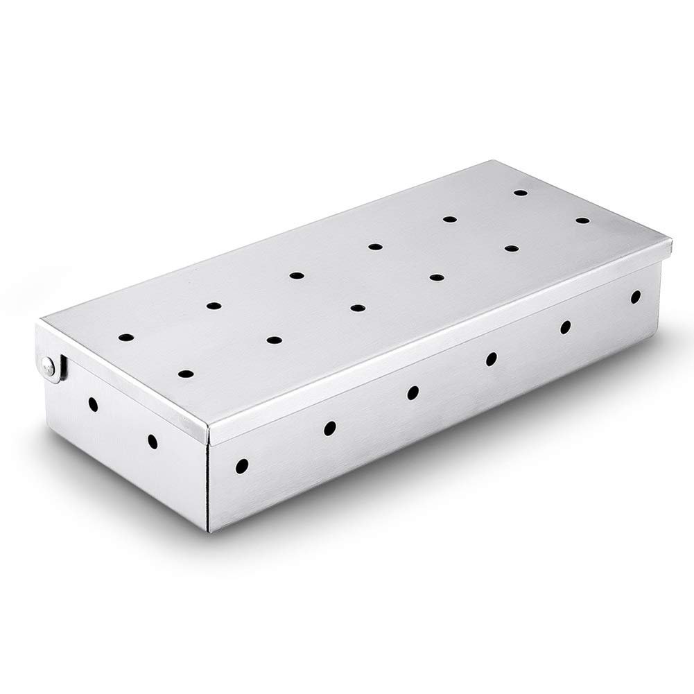 Accesorios para barbacoa, caja para ahumar barbacoa, caja para ahumar de acero inoxidable, caja para ahumar con virutas de madera para el hogar, cocina a la parrilla
