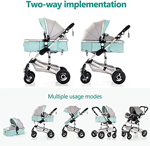 Zhiding Babykar 3 in 1 opvouwbare buggy 56-wheeler, kinderwagen met extra grote luchtwielen, voor kinderen schakelbare fietswalking, lange reis voor pasgeboren en peuter (Color : Green) - Afbeelding 4
