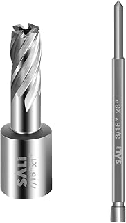 Annular Cutter Diameter 7/16 Inch with Weldon Shank 3/4”(with 2 Flats)，Cutting Depth 1” Mag Drill Bit for Magnetic Drill Press HSS Fully Ground Drill with One 3/16”*3” Pilot Pin
