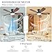 JSAITEE Ceiling Fans with Lights, 42 Inch Low Profile Ceiling Fan with Light and Remote Control, Flush Mount, DC Reversible Motor, Noiseless, Brown 6 Speeds Ceiling Fan for Bedroom