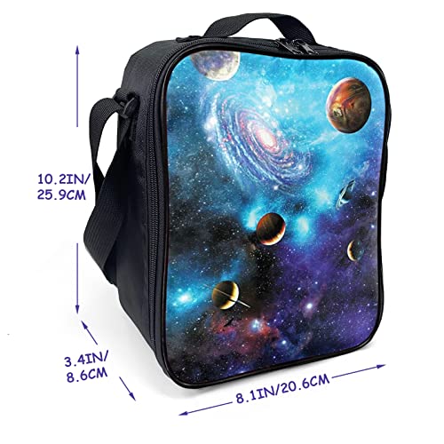 Kids Lunch Box, Insulated Lunch Bag For Girls&Boys, Purple Blue Galaxy Lunch Bag With Shoulder Strap, School Bento Lunch Box For Kids Toddlers Teens, Black Reusable Cooler Thermal Meal Tote Kit #TOP1