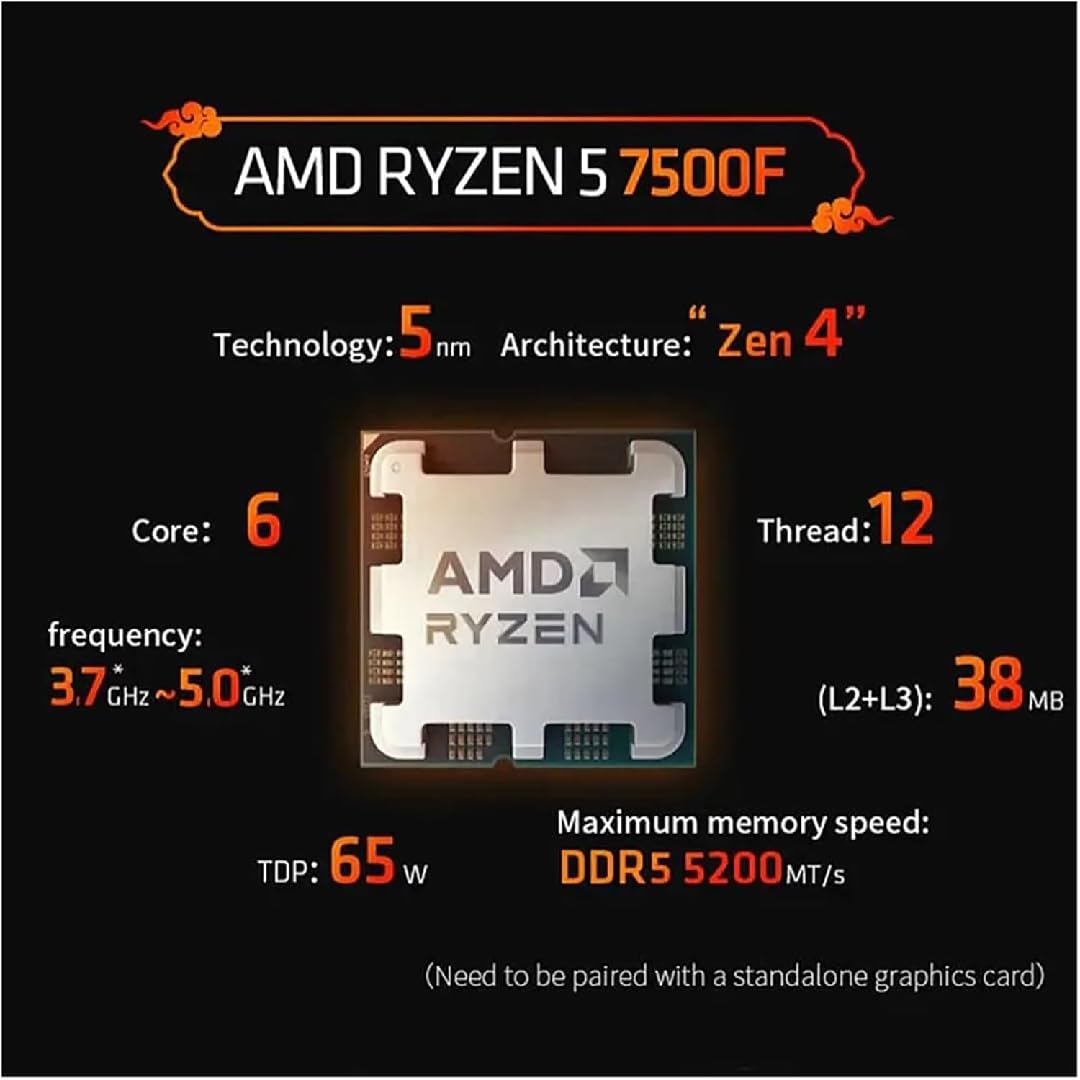 CPU AMD ryzen 5 7500f Processador Ryzen 5 7500F AM5 6 Core 12 Thread 3,7 GHz