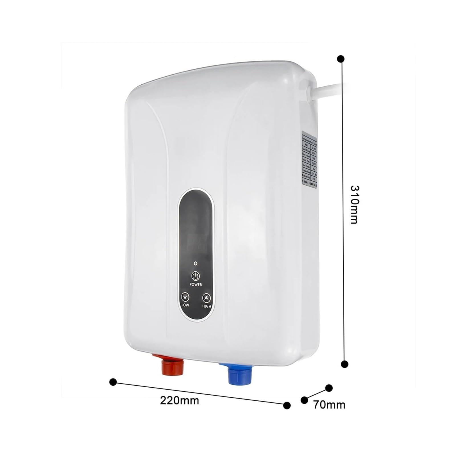 Elektryczny podgrzewacz wody, 5500W Mini Elektryczne Podgrzewacze Wody Natychmiastowy Elektryczny Podgrzewacz Ciepłej Wody Bezpieczny Prysznic Inteligentne Elektryczne Podgrzewacze Wody do kuchni, łaz