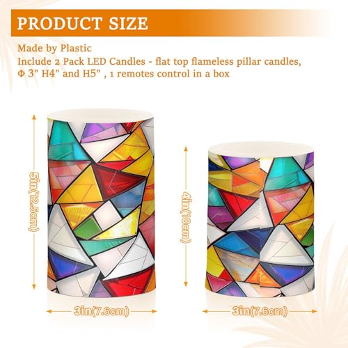 Image of Square Split Flameless Candles with Remote, Set of 2 Battery-Operated Pillar Candles for Home, Christmas, Party Decor