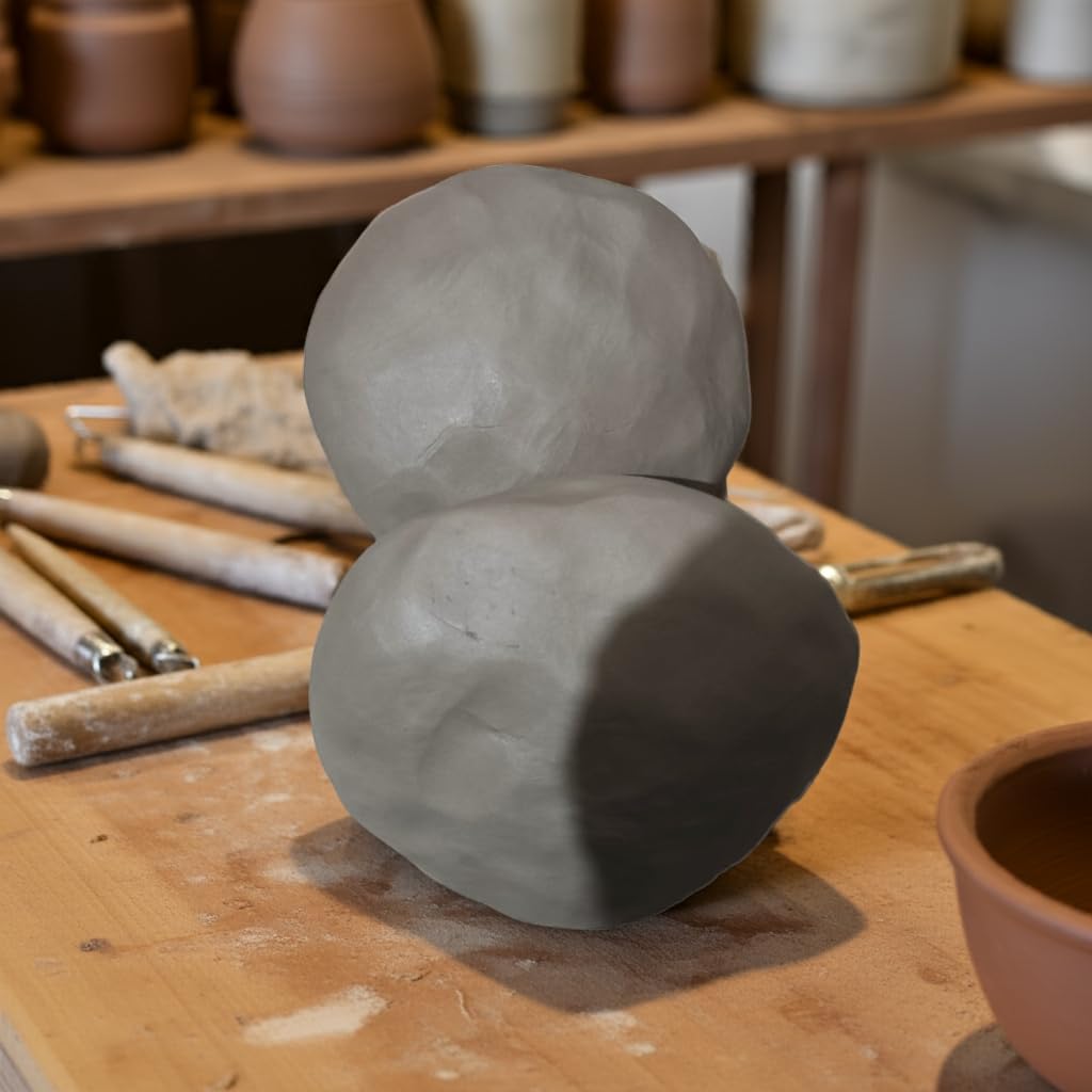 Ready to Use White Burning Natural High Temperature Stoneware Ceramic Clay for Pottery Wheel Hand Building Sculpting - Upto Cone 6 or 1200 Degree Celcius (1.8 kg)