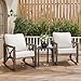 VONZOY Outdoor Rocking Bistro Set, Patio Rocking Chairs Set of 2 with Coffee Table, 3 Pieces Metal Conversation Sets with 6.5' Thick Cushions for Backyard, Porch, Poolside, Oversized (Beige)