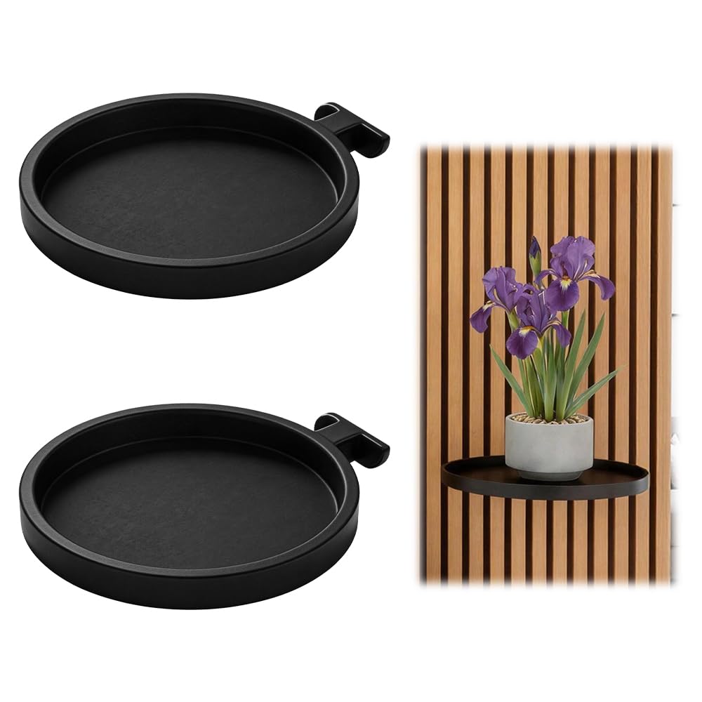 Afenau Black Acoustic Panels, Plant Holder, Pack Of 2 Shelf For Acoustic Panels, Acoustic Panels, Shelf, No Drilling, For Plants, Flowers, Decorative Accessories (Black)