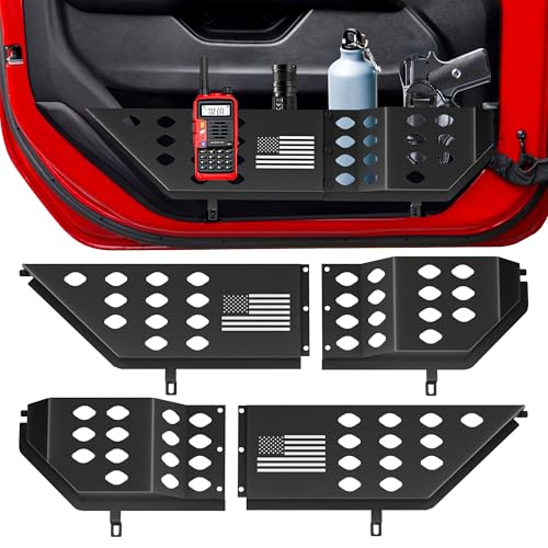 PICURA Metal Front Door Pocket Storage Box for Jeep Wrangler,Door Side Insert Organizer for Jeep Wrangler JL JLU 4XE 2018-2024 & Gladiator JT 2020-2024 Door Storage Expansion Accessories 2PCS, Flag