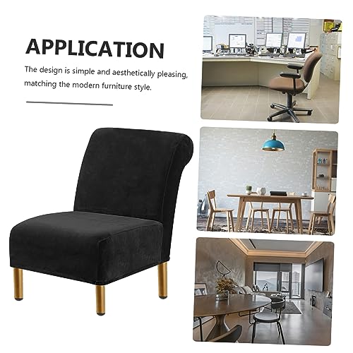 Funda de silla de terciopelo para sala de estar y protector de muebles negro 3