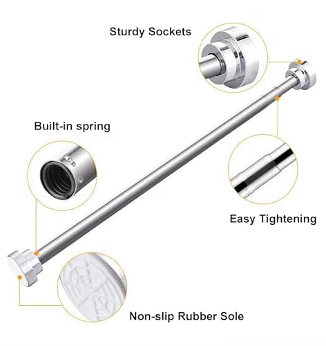 Extendable Shower Curtain Rail 125-210cm,Stainless Steel Shower Curtain Pole Curtain,Tension Rod No Drilling Adjustable Shower Rail Telescopic Shower Pole for Bath,Closet,Wardrobe,Kitchen Silver - Image 4