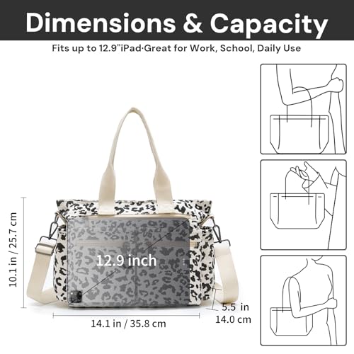 Image of YDF Corduroy Tote Bag for Women Crossbody Purse with Zipper, Aesthetic Multi Pocket Work School Bag, Gifts for Mom Teacher