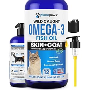 Omega 3 Fish Oil for Cats – Better Than Salmon Oil for Cats – Kitten + Cat Vitamins and Supplements – Cat Health Supplies – Cat Dandruff Treatment – Liquid Fish Oil for Pets – Cat Shedding Products