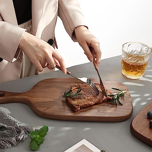 HomeDo Wood Cutting Board for Kitchen,Wooden Chopping Board,Whole Wood Ebony,Serving Board with Handles,Charcuterie Board for Bread Meat - Image 4