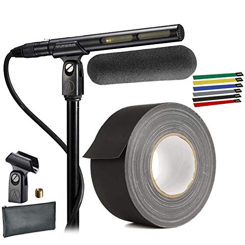 Audio-Technica AT875R Line + Gradient Shotgun Condenser Microphone for Video and Broadcast with Gaffer Tape and 6-Pack Cable Ties