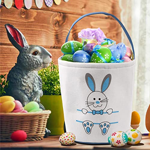 Image of Easter Bunny Baskets for Kids Empty Egg Hunt Bags, Rabbit Buckets with Handle for Carrying Candy Cute Stuffed Easter Festival Gifts