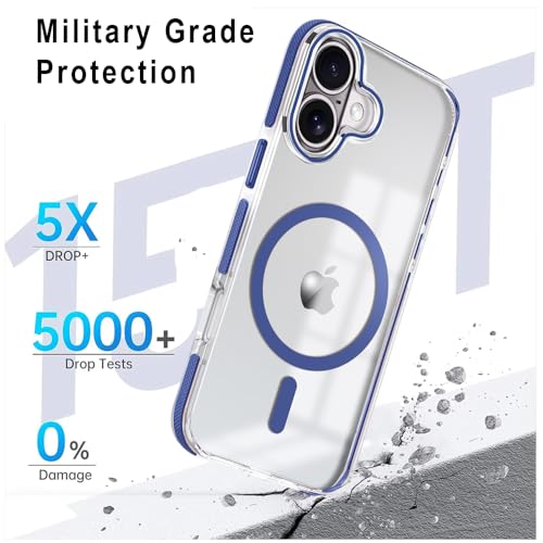 Image of MINTZZ ️ for iPhone 16 Case, Compatible with MagSafe, Military-Grade Protection, Yellowing Resistant, Scratch-Resistant TPU Back, Magnetic Phone Case for iPhone 16 Navy Blue