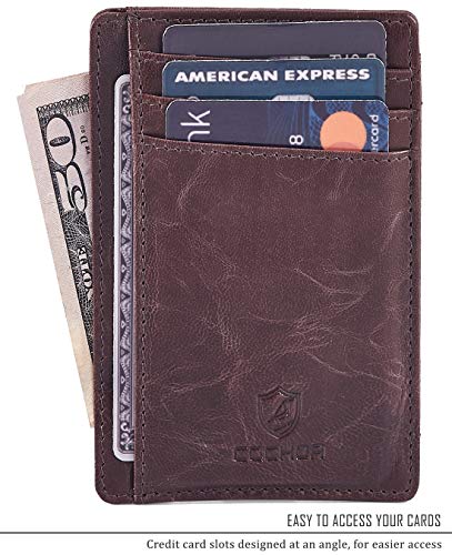 Front Pocket Wallet for Men Women Slim Minimalist Real Leather RFID Blocking Credit Card Holder2