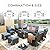 Yechen Patio Furniture Set 8 Peices with 44" Propane Gas Fire Pit Table -2 Wicker Swivel Rocking Chair, Outdoor Sectional Furniture Set with-4.3'' Cushion Conversation Sofa Set for Porch,Backyard