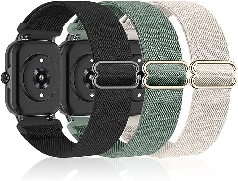 3 Pack 20MM Watch Bands Stretchy Nylon Compatible with Amazfit GTS 4 mini/GTS/GTS2/GTS 3/GTS 2e/GTS 2 mini, Loop Elastic Straps for Amazfit Bip 3 Pro/Bip/Bip U Pro/Bip Lite/Bip S/Bip S lite/Bip U/Bip 3/ for Women Men