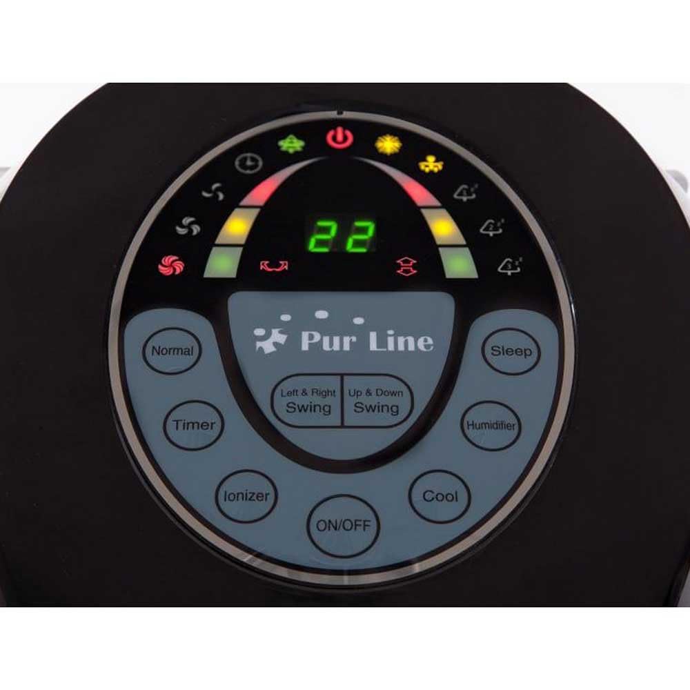 PUR LINE | Climatizador Evaporativo Digital Gran Capacidad Panel LED, 6 Velocidades, Ionizador, Temporizador de 24h, Rejilla Motorizada, Control Remoto y Tanque 15 Litros –