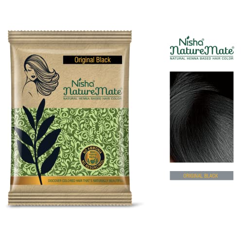 Image of Nisha Nature Mate Henna Based Hair Color Original Black 10g Pack of 10, Natural Black Hair Colour for Women and Men