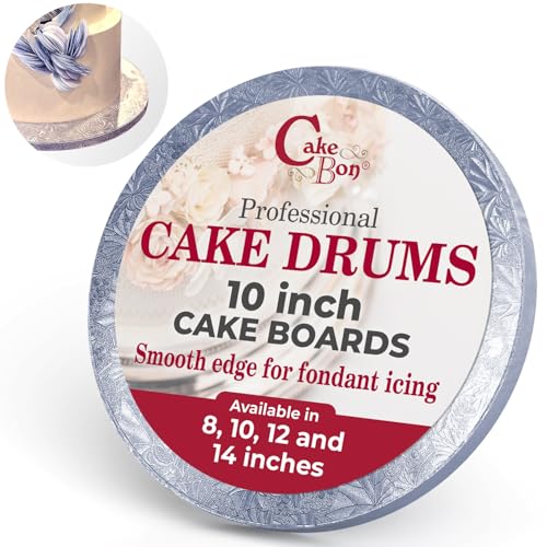 Image of Cakebon Cake Boards 10 inch Silver Round Cake Drums 1 /2 inch Thick Smooth Edge 3Pk | 10 Inch Cake Drum, Cake Drums 10 Inch, Base para Pastel, Cake Rounds, Cake Base Board, Cake Boards 10 Inch Round