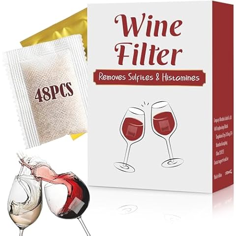 Trobing Wine Filter 48 Bags, Removes Sulfites Histamines and Tannin, All Natural Purifier Filters Cover