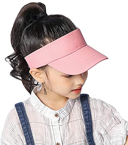 Kids Sun Visors Adjustable Cap - Unisex For Children Athletic Sports Hats Uv Protection Fit For 5 To 12 Years Old 52-56Cm (Pink,Medium) #TOP1