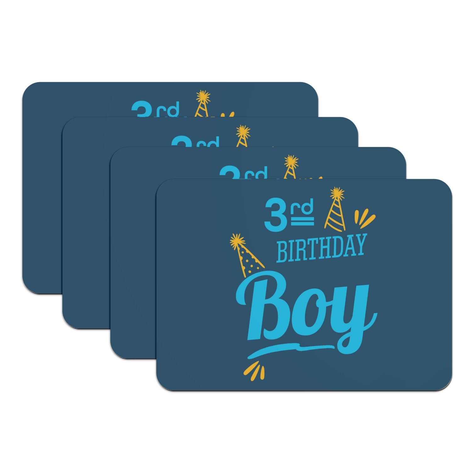 Sets de table bleu grand format par 4 pour la decoration de table de fete anniversaire 3 ans garcon