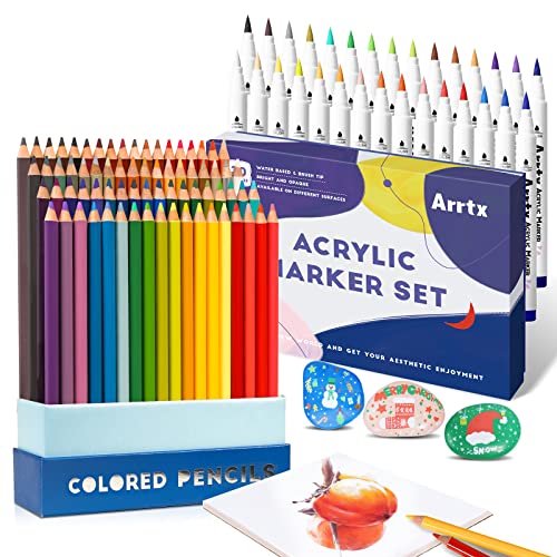 Arrtx Professional Art Set: 72 Colored Pencils & 30 Acrylic Markers