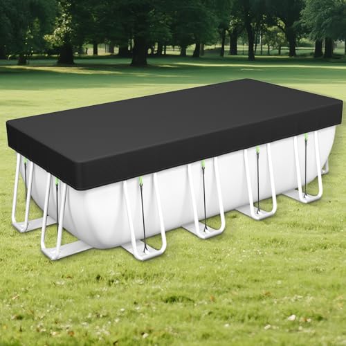 12x24Ft Rectangle Pool Cover for Above Ground Pools [ Upgrade 420D ] Swimming Pool Cover for 12x24Ft Rectangular Frame Pools with Elastic Band & Ground Nails Hook and Loop Fastener Super Windproof
