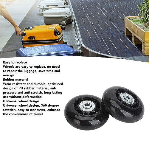 Luggage Suitcase Replacement Wheels, 2Pcs Luggage Suitcase Replacement Wheels Universal Rubber Swivel Caster Wheels Bearings Repair Kits with Installation Tool (64x24mm / 2.5x0.9in)4