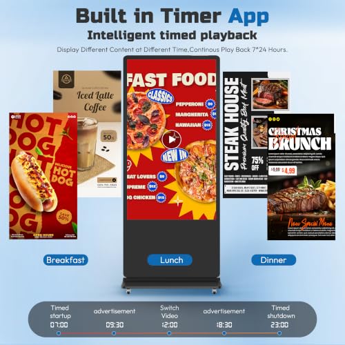 Image of HARZHI 55 Inch Digital Signage Kiosk 4K UHD Touchscreen, Floor Standing Digital Signage Display, Indoor Advertising Display Screen with Android OS, CMS Publishing System, HDMI /USB /WiFi