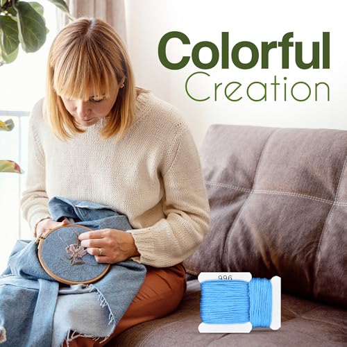 Image of Embroidery Floss Kit and Refills - Cotton Threads - DMC Color Coding for Cross Stitch, String Crafts, Friendship Bracelets