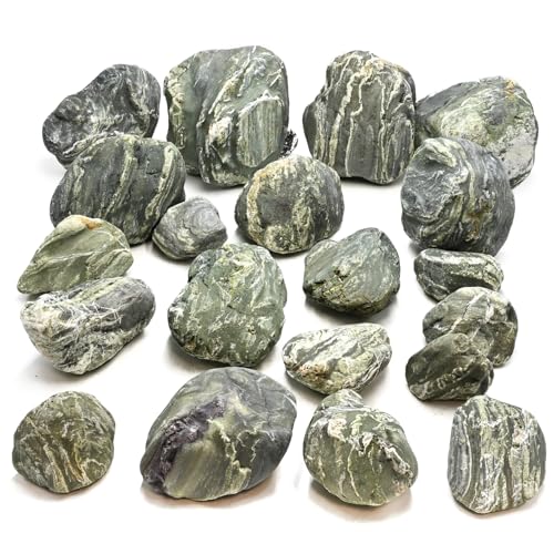 Image of Aquarium Stone Green River Rock 40lb Rocks aquascaping Fish Tank Decor Rocks for Aquariums Fairy Gardens Model Railroads Dioramas Wargaming Mosaic Art(4-10inch /7Pcs)
