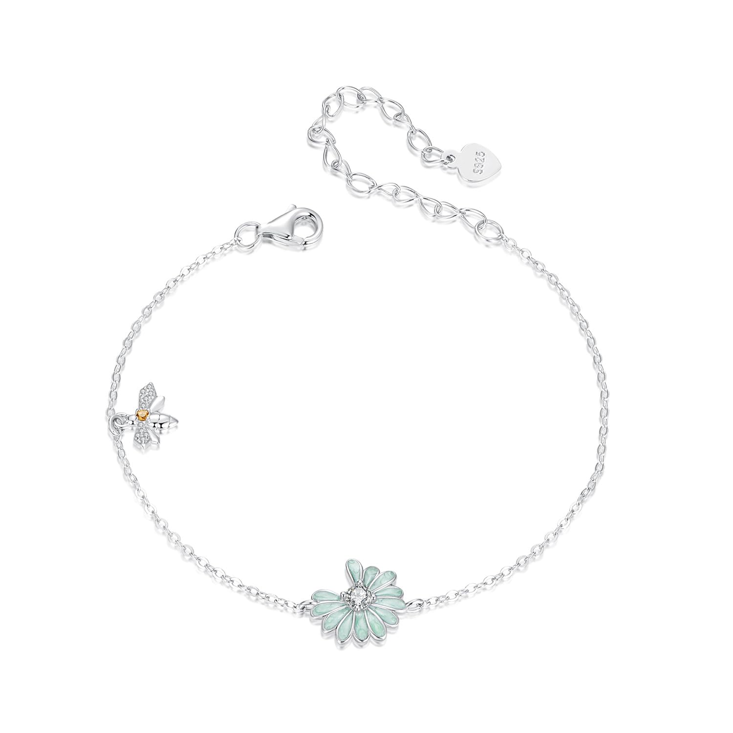 YCTTKDD Pulseras de Mariposa moradas de Plata de Ley S925 para Mujer, Pulsera de Piedra de cumpleaños con Colgante Ajustable, cumpleaños