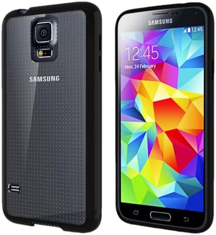 LUVVITT [Clearview Samsung Galaxy S5 Case Clear View | Scratch-Resistant Hybrid Slim Transparent Case/Cover for Samsung Galaxy S5 - Clear | Black