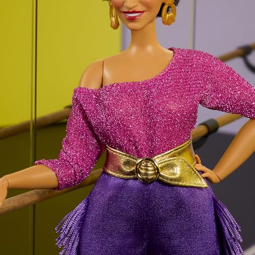 Barbie Signature Doll, Debbie Allen Tribute Collection Posable Doll with Off-Shoulder Top, Gold Belt, and Purple Fringe Pants with Leg Warmers - image 3