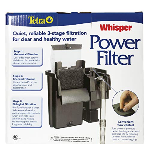 Image of Tetra Whisper Power Filter for Aquariums, 3 Filters in 1, Black & Gray, Up to 40-Gallons (Pack of 12)