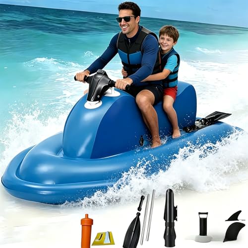 SHUMIAO Lancha Motora Eléctrica Subacuática para 2 Personas, Inflable, con Batería De 16000 Mah, Velocidad De 3 a 9 Km/H, Autonomía De 150 Minutos, con Aletas De Seguridad Dobles Y Scooter