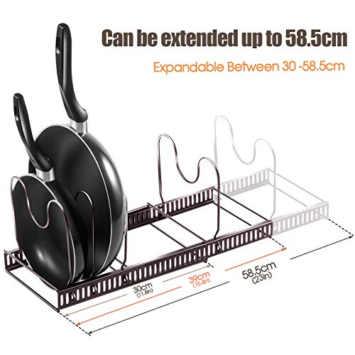 Mastertop Pan Organizer, Expandable Pot And Pan Organizer For Cabinet, Pot Lid Organizer With 7 Compartments For Kitchen Counter And Cabinet Pantry Bakeware Organizer Rack Holder #TOP4
