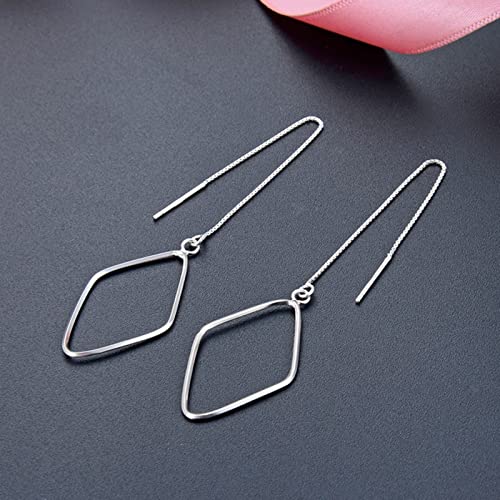 Boucle d'oreille pendante en argent sterling chaîne losange pour ado - 5