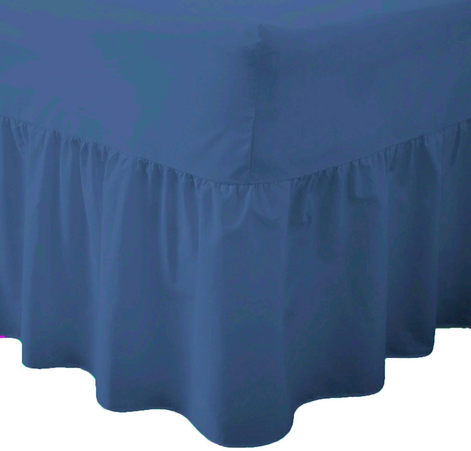R&Z Mid Blue Luxuary Plain Polycotton Fitted Valance Sheet Single, Double, King, Super King (, 4Ft)