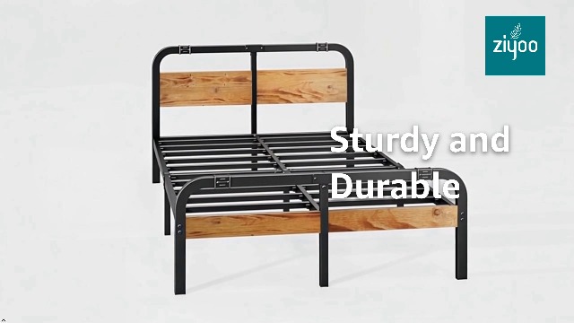 Amazon.com: ZIYOO Industrial Style Metal King Bed Frame with Solid