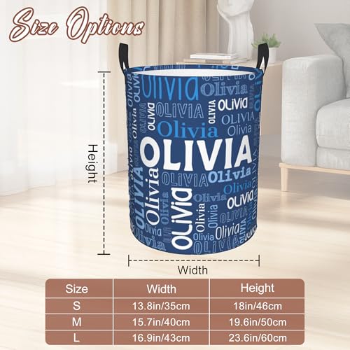 Image of Custom Name Laundry Hamper, Personalized Laundry Basket with Name for Boys Girls Men Women Kids, Customized Name Dirty Clothes Basket Gifts for Clothes Toy Bedroom Bathroom Laundry Room Dorm