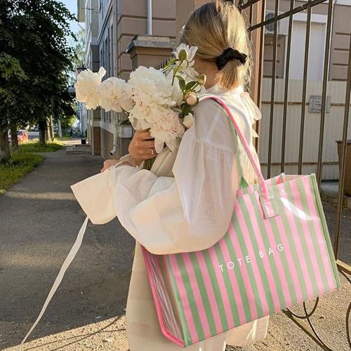 Image of KALIDI PVC Tote Bag Women's Kraft Paper Work Handbags Purses with Top Handle