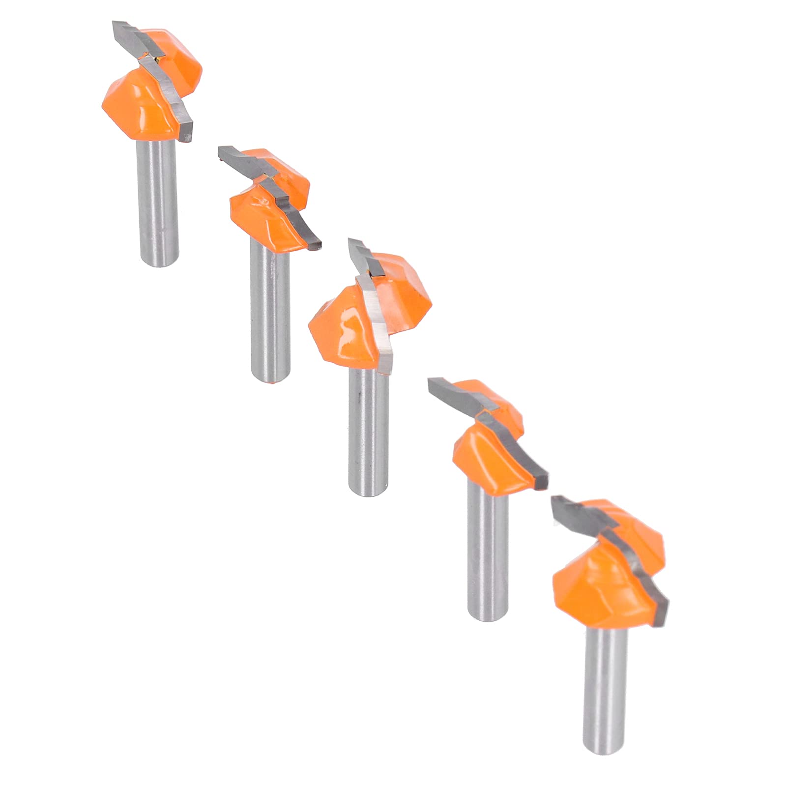 5 pezzi di fresa per router con gambo da 1/4", frese in carburo per router per legno, utensili da taglio per lavorazione del legno per porte di armadi con punte in lega YG6, set di